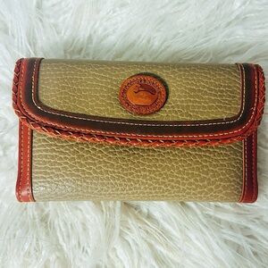 Dooney & Bourke Tan and Brown Leather Wallet with Check Book Area